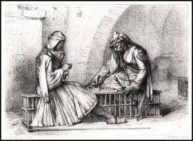 1879年蚀刻版画《奥斯曼帝国时期的土耳其人在玩国际跳棋》，31.3×23.5cm