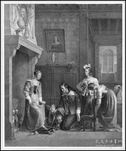 【摇篮期精品石版画】1822年石版画《灰姑娘》，54.5×35.5cm