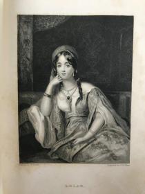 1834年 “女拜伦”莉蒂夏·伊丽莎白·兰登《群芳传》 版画大师希思18幅钢版画插图 全真皮精装大32开