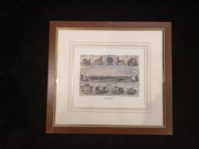 19世纪末手工上色钢版画《多特蒙德》，实木欧洲原框。外框44cmX41cm，画芯25cmX21cm