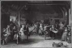 【重要选集入选作品】1865年钢版画《由亲友凑集资金及家用物品的婚礼》，34×24.5cm