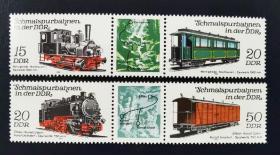 14A 东德1983年邮票，窄轨铁路与火车，过桥，4全新