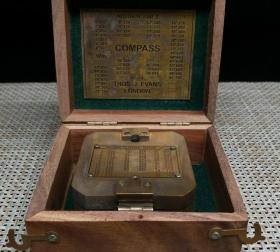 铜器指南针带盒子，总重680g