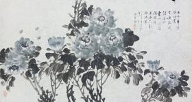 保真销售【邓义伦】中国老年书画研究会会员，中国书法研究院艺术委员，四川省书法家协会会员，四川省美协会员，四川省省直机关老年书画协会会员，成都市老协诗书画研究会理事，成都市民健老龄委诗书画顾问1995年花鸟画【牡丹】一幅，软件未裱，画心尺寸：99*53厘米（约4.7平尺）