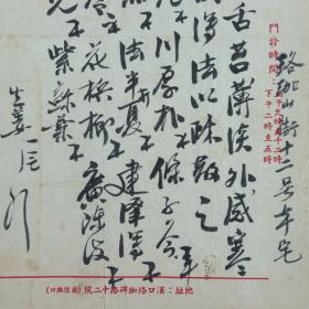 著名中医、原北京中医学会顾问 杨济生 1951年毛笔处方笺 一页（主治外感寒凉、烧热疏散之方，使用“杨济生先生处方笺”）HXTX320235