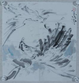 著名画家、国家一级美术师 韦博善 水墨画作品《鹰》一幅（纸本软片，约2.3平尺，钤印：雨墨之印）HXTX320017