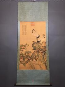 松鹤画
材质：绢布
装裱尺寸：183×79cm
画芯尺寸：105×60cm