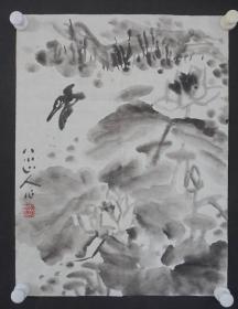 ●a15 著名画家、花鸟师承李苦禅大师、中国美术家协会北京分会会员—钱卫国  花鸟国画作品一幅 ，纸本软片，尺寸约45*35厘米！