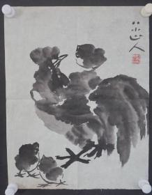 ●a17 著名画家、花鸟师承李苦禅大师、中国美术家协会北京分会会员—钱卫国  花鸟国画作品一幅 ，纸本软片，尺寸约43*33厘米！