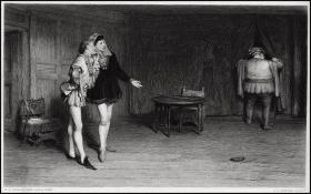 1872年钢版画《王子亨利、波音斯和福斯塔夫》，32.6*23cm