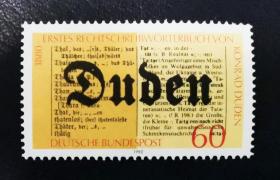 德国西德1980年邮票 语言学家K•杜登《德国语言词典》 1全新 原胶