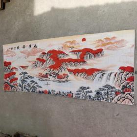 织锦刺绣山水布画，尺寸60X160㎝