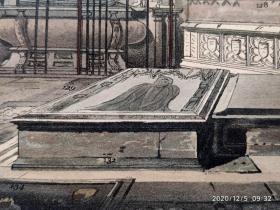 1812年版“手绘威斯敏斯特修道院”系列套色飞尘铜版画《圣埃德蒙兹教堂西部》— 英国艺术家“A.PUGIN”绘制 J.BLUCK雕刻 手工绘制 手工水印纸 33x27cm