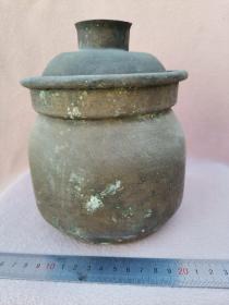 民国时期老铜壶铜罐一个，缺把，品自定，高19㎝