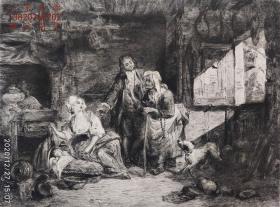 【大英博物馆藏画】1879年法国艺术蚀刻铜版画《孩子的运势》—瑞士画家“Sigmund Freudenberger”作品 版画家：Félix Augustin Milius 雕刻 法国ARCHES版画专用水印纸 43x30cm 大英博物馆收藏编号：1880,0214.222（官网可查）“圣多纳托宫收藏”雕刻版画 原版版画 古董版画 老版画 欧洲版画 西洋版画 收藏装饰