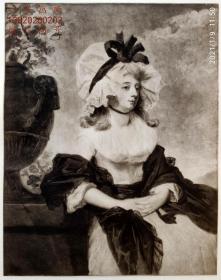 【限量51/625 】1926年“英国名人及肖像系列美柔汀铜版画”《威廉姆斯 · 霍普夫人》—英国皇家学院院长“乔舒亚·雷诺兹爵士(Sir Joshua Reynolds, 1723-1792)”作品 C.H.HODGES 雕刻 38x28cm 手工水印纸 高档美柔汀铜版画
