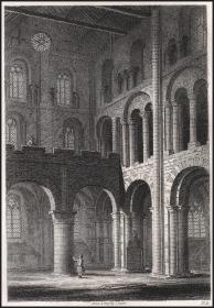 1814年铜版画《温彻斯特大教堂内景》，24*16.5cm