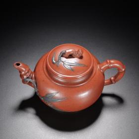宜兴紫砂壶原矿名家纯手工翠竹茶壶茶具容量450毫升