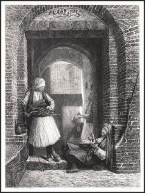 1879年蚀刻版画《开罗的一处警卫室》，31.3*23cm