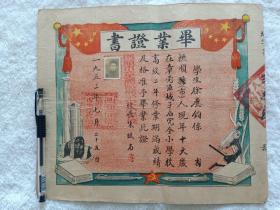 毕业证书徐庆钧辽宁省抚顺市人。抚顺市章党区城子中学校长朱吉明。1953年7月25日。有照片。