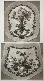 《19世纪哥白林生产的天鹅绒座椅和靠背编织毯》—法国画家和装饰设计师Maurice Jacques(1712–1784年）作品 19世纪晚期大幅照相腐蚀凹版铜版画 制版师Paul Dujardin 45*31.2厘米