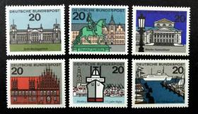 10A 西德1964年邮票 各州首府建筑 12全新 原胶全品