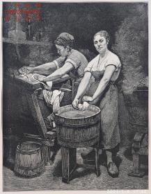 【大英博物馆藏画】1880年木刻版画《洗衣女工》 —法国画家“Fernand Pelez (1843–1913)”作品 Auguste Tilly 雕刻 尺寸：43x30cm 大英博物馆收藏编号：1881,0813.42（官网可查）“1880沙龙展出作品”