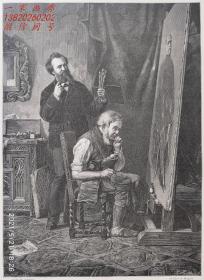 1870年版欧洲艺术杰作系列木刻版画《分工合作》 ——画家 “HERR.A.WAGNER”作品 34x26cm
