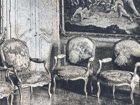 【限量644套】1889年大幅照相腐蚀凹版铜版画《Gatellier城堡内部，沙尔略修道院》—19世纪法国摄影师菲利克斯·提奥叶(Félix Thiollier,1842-1914年) 厚水印纹帘纸印制 48.1*31.2厘米