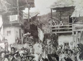 1880年原版蛋白照片《世界名画：蒂罗尔民兵的凯旋》（Return of Tyrolean Militia）-- 出自著名奥地利画家，弗朗兹·冯·德弗雷格（Franz von Defregger，1835-1921）作于1876年的油画，藏于德国柏林旧国家美术馆 -- 画作描绘1809年奥地利蒂罗尔民族起义中，蒂罗尔民兵胜利后的凯旋仪式 -- 衬板41.5*32厘米，照片27*21厘米，完美品相