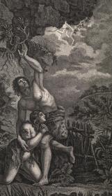 1790年蚀点刻铜版画《亚当与夏娃》，23.2*17.6cm
