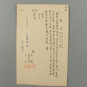 著名戏剧活动家、原上海人民艺术剧院副院长 吕复 以及丁文、高重实 三人联名手稿《报告》一页（钤印：吕复、丁文、高重实章）HXTX307361