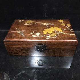 非洲花梨木镶嵌彩贝首饰盒