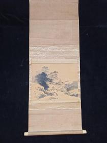 【日本回流】原装旧裱 外龙 水墨画“江村野老”一幅（绢本立轴，画心约1.2平尺，钤印：外龙） HXTX309180