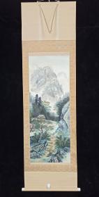 【日本回流】原装旧裱 溪舟 水墨山水画“隐居山林”一幅（绢本立轴，画心约3.7平尺，钤印：溪舟居士） HXTX308842