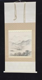 【日本回流】原装旧裱 贞史 水墨画山水作品 一幅 （纸本立轴，画心约2.3平尺，钤印：贞） HXTX309215