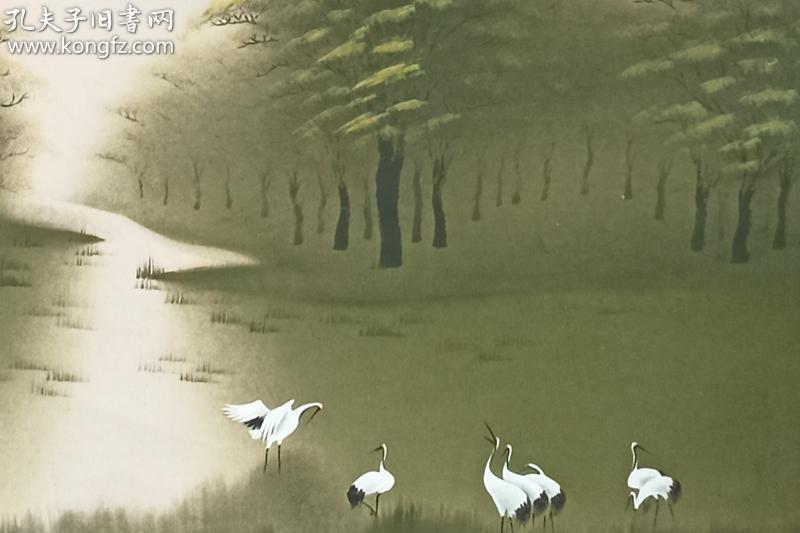 【日本回流】原装旧裱 天寿 水墨山水画《绿意盎然》一幅 （纸本立轴，画心约4.2平尺，钤印：天寿） HXTX311730