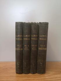 1838 The Prose Works of Charles Lamb 4卷全，22幅整页钢版画，毛边本