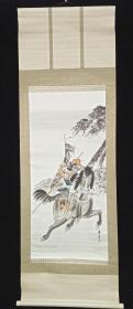 【日本回流】原装旧裱  水墨人物画作品一幅 （绢本立轴，画心约4.8平尺 ）HXTX309217