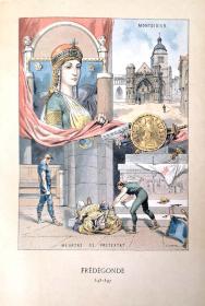 1889 Les Francaises Illustres《法兰西著名妇女传》，法语版，24幅漂亮的整页手工上色钢版画，75幅铜版画、钢版画和木刻版画，大开本