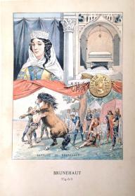 1889 Les Francaises Illustres《法兰西著名妇女传》，法语版，24幅漂亮的整页手工上色钢版画，75幅铜版画、钢版画和木刻版画，大开本