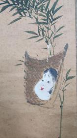 【日本回流】原装旧裱 翠沩 水墨画作品一幅 （纸本立轴，画芯约2.9平尺，钤印： 翠沩画印）HXTX311192