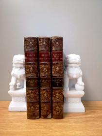 1837 The French Revolution 三卷全，极珍贵初版本！托马斯.卡莱尔代表作，全牛皮精装，三面书口大理石纹