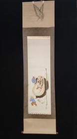 【日本回流】原装旧裱 情重 水墨画作品“弥勒”一幅（绢本立轴，画芯约3平尺，钤印：情重 ）HXTX311191