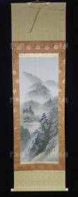 【日本回流】原装旧裱 肇华 水墨画作品“山间村居”一幅（绢本立轴，画心约3.7平尺，钤印：肇华） HXTX311288